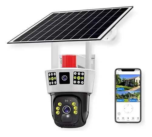 مشخصات دوربین مداربسته مینی اسپیددام سولار سیمکارتی سه لنز 4G مدل V380 