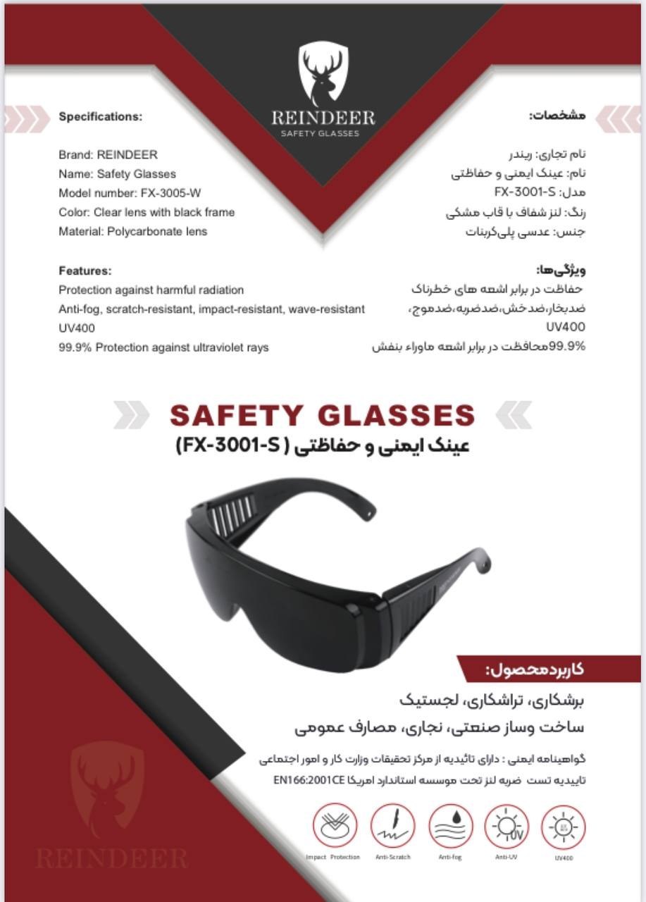 عینک ایمنی ریندر مدل Reindeer fx-3001-s - تصویر 2
